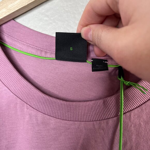 Hugo Boss Mens Pink Purple Thompson Crew Neck Logo Cotton T-Shirt Small - Picture 3 of 10